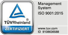 TÜV Rheinland zertifiziert (ISO 9001:2015)